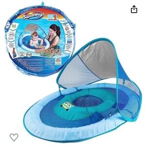 SwimWays Baby Spring Float Sun Canopy - Blue Sea Monster NWT